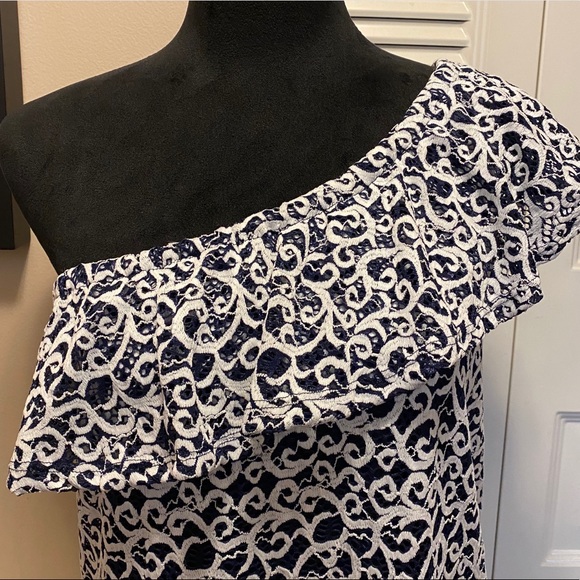 Bebop Lace One-Shoulder Ruffle Mini Dress - Picture 5 of 8